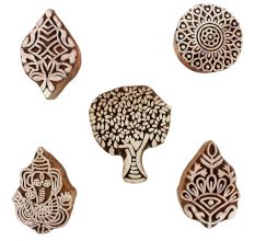 Set of 5 Piece New Mix Wooden Printing Blocks