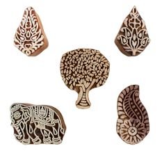 Set of 5 Piece New Mix Wooden Printing Blocks