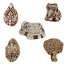 Set of 5 Piece New Mix Wooden Printing Blocks