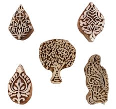 Set of 5 Piece New Mix Wooden Printing Blocks