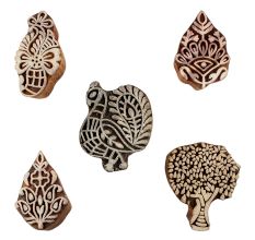 Set of 5 Piece New Mix Wooden Printing Blocks