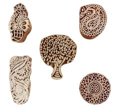 Set of 5 Piece New Mix Wooden Printing Blocks