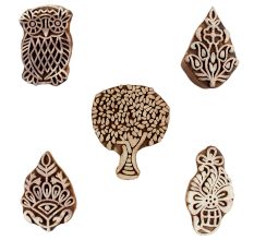 Set of 5 Piece New Mix Wooden Printing Blocks