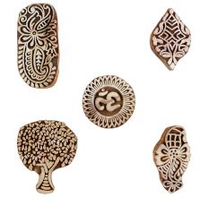 Set of 5 Piece New Mix Wooden Printing Blocks