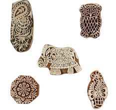 Set of 5 Piece New Mix Wooden Printing Blocks
