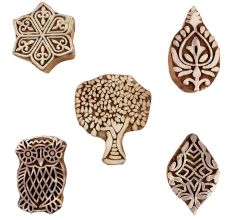 Set of 5 Piece New Mix Wooden Printing Blocks