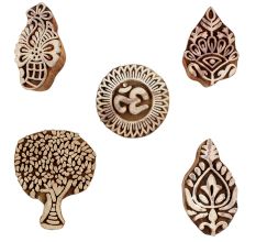 Set of 5 Piece New Mix Wooden Printing Blocks