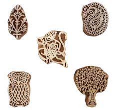 Set of 5 Piece New Mix Wooden Printing Blocks