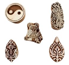 Set of 5 Piece New Mix Wooden Printing Blocks