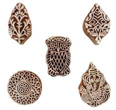 Set of 5 Piece New Mix Wooden Printing Blocks