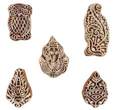 Set of 5 Piece New Mix Wooden Printing Blocks