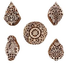 Set of 5 Piece New Mix Wooden Printing Blocks