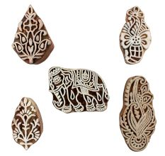 Set of 5 Piece New Mix Wooden Printing Blocks