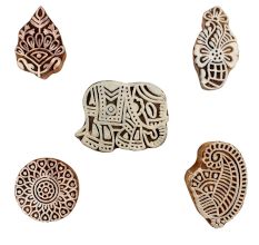 Set of 5 Piece New Mix Wooden Printing Blocks