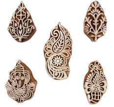 Set of 5 Piece New Mix Wooden Printing Blocks