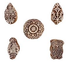 Set of 5 Piece New Mix Wooden Printing Blocks