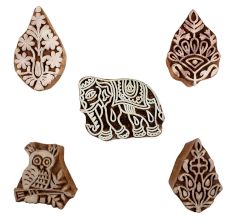 Set of 5 Piece New Mix Wooden Printing Blocks