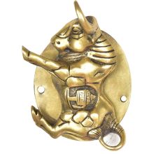 Brass Wild Bull Figurine Door Knocker