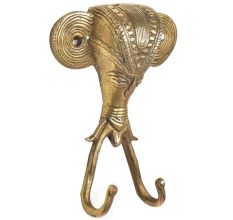 Brass Golden Tribal  Face Two Wall Hooks