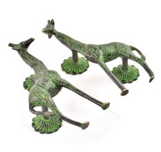 Brass Green Patina Giraffe Door Handle