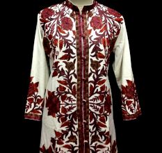 Designer Collection Jackets Sami Pashmina Fabric In Red & White