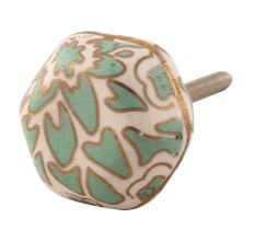 Sea Green Hexagon Small Ceramic Cabinet Knob