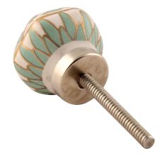 Sea Green Hexagon Small Ceramic Cabinet Knob