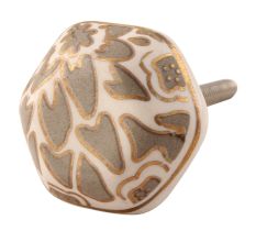 Grey Hexagon Small Ceramic Drawer Knobs