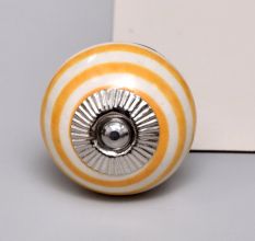 Mustard Striped Ceramic Cabinet Knob