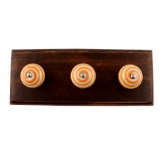Mustard Striped Ceramic Wooden Hook