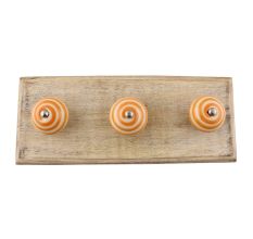 Mustard Striped Ceramic Wooden Hook