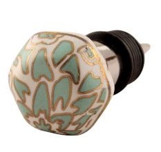 Sea Green Hexagon Small Ceramic Wine Stopper