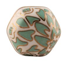 Sea Green Hexagon Small Ceramic Wine Stopper in Golden Fitting