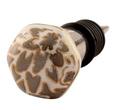 Grey Hexagon Small Ceramic Wine Stopper