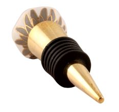 Grey Hexagon Small Ceramic Wine Stopper in Golden Fitting