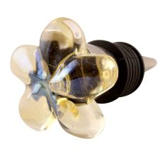 Yellow Glass Flower Wine Stopper 