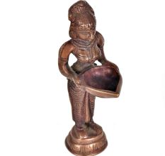 Brass Standing Lady Statue with Diya