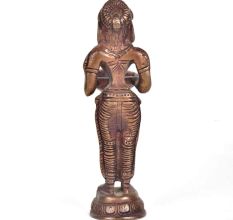 Brass Standing Lady Statue with Diya