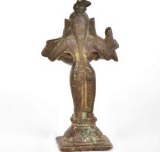 Brass Standing Lady with Birds Statue with Diya
