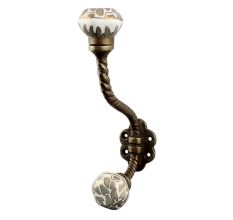 Grey Hexagon Small Ceramic Iron Hook 