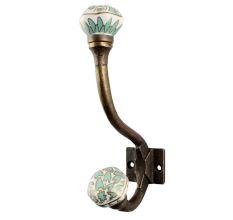 Sea Green Hexagon Small Ceramic Iron Hook