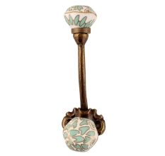Sea Green Hexagon Small Ceramic Iron Hook-CK-1585