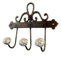 Grey Hexagon Small Ceramic Iron Hook