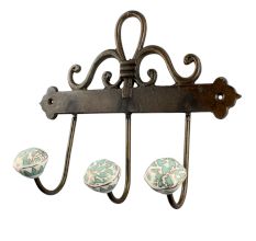 Sea Green Hexagon Small Ceramic Iron Hook