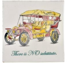 Yellow Hand Drawn Vintage Car sketch Ceramic Tile