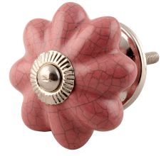 Lavender Crackle Ceramic Melon Cabinet Knob