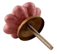 Lavender Crackle Ceramic Melon Cabinet Knob