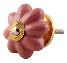 Lavender Crackle Ceramic Melon Cabinet Knob