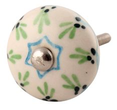 Pea Green Ceramic Floral Drawer Knob 