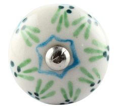 Pea Green Ceramic Floral Drawer Knob 
